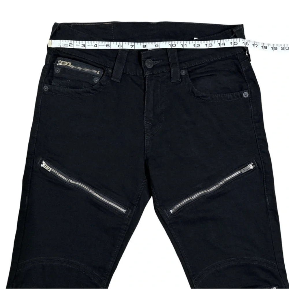 True Religion Slim Moto Zippered Black Jeans Men’s Size 30